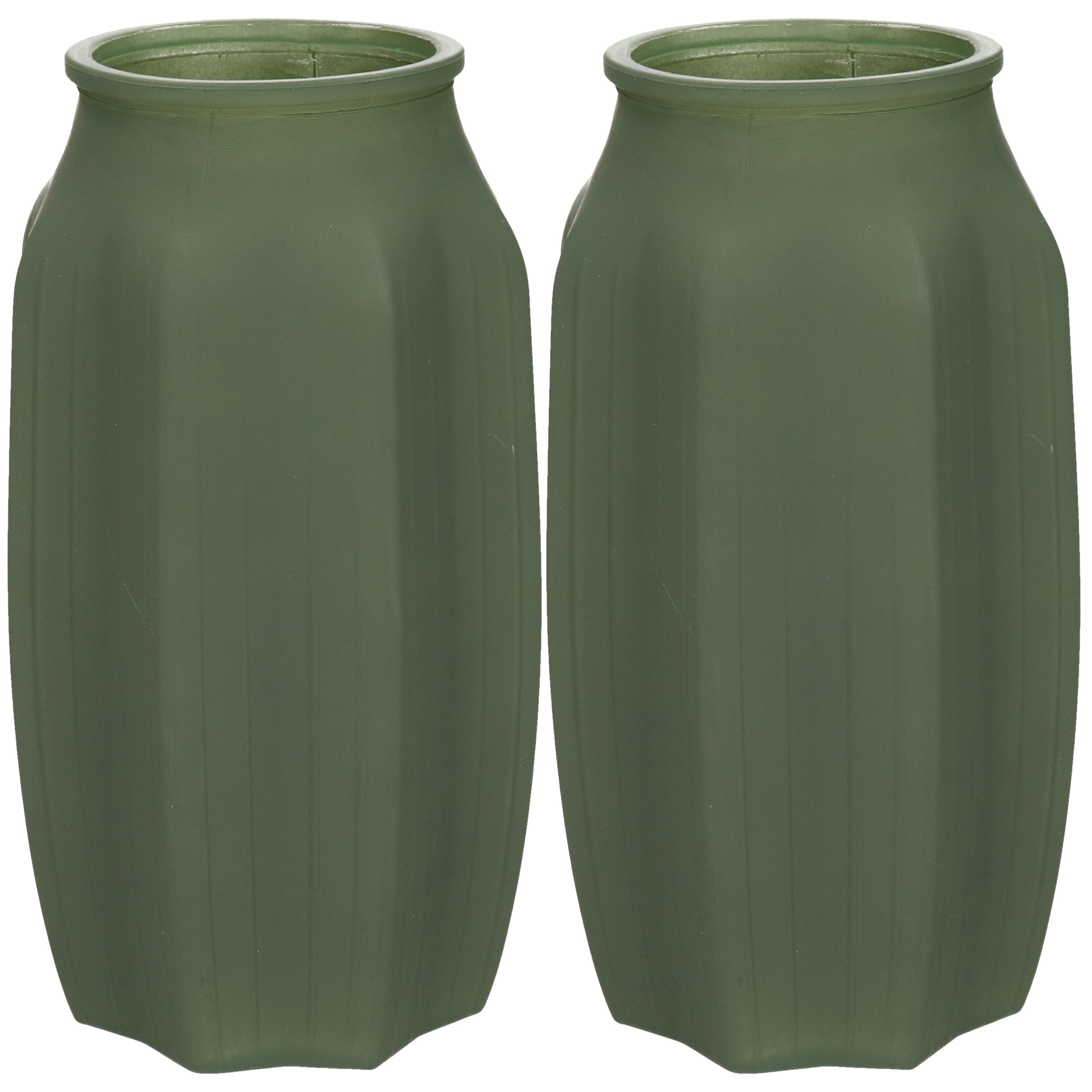 Bellatio Design Bloemenvaas - 2x - mat groen - glas - D12 x H22 cm -