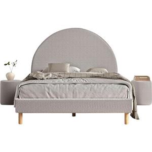 Vipack Slaapkamerserie Gestoffeerd bed Moon Ligoppervlak 140 x 200 cm, incl. lattenbodem, bekleding van bouclé stof, optioneel 4 kleuren