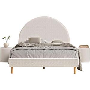 Vipack Slaapkamerserie Gestoffeerd bed Moon Ligoppervlak 140 x 200 cm, incl. lattenbodem, bekleding van bouclé stof, optioneel 4 kleuren