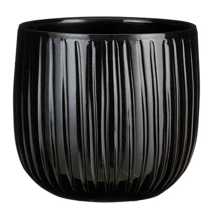Mica Decorations Plantenpot - keramiek - zwart glans - D21|H19 cm