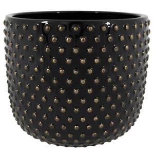 Ter Steege Plantenpot Luxery Spike - keramiek - zwart - 18x15 cm