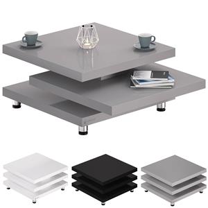 Casaria Salontafel New York Grijs 72x72cm verstelbaar