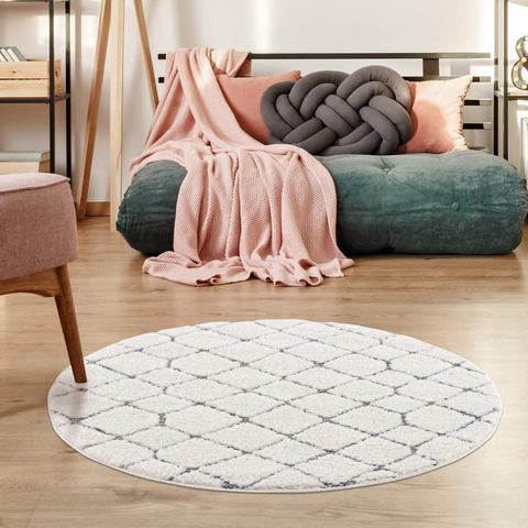 Carpet City Hoogpolig vloerkleed Focus 4499 bijzonder zacht, ruiten-look, 3d-effect