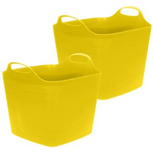 Excellent Houseware Flexibele emmer - 2x - geel - 15 liter - kunststof - vierkant - 30 x 29 cm -