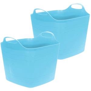 Excellent Houseware Flexibele emmer - 2x - blauw - 25 liter - kunststof - vierkant - 35 x cm -