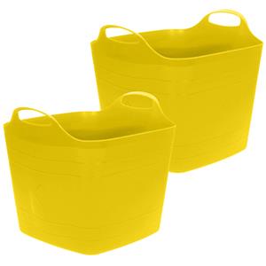 Excellent Houseware Flexibele emmer - 2x - geel - 25 liter - kunststof - vierkant - 35 x cm -