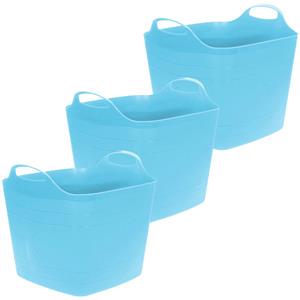 Excellent Houseware Flexibele emmer - 3x - blauw - 15 liter - kunststof - vierkant - 30 x 29 cm -