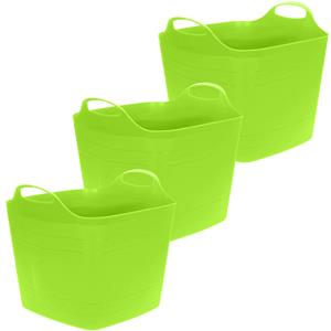 Excellent Houseware Flexibele emmer - 3x - groen - 15 liter - kunststof - vierkant - 30 x 29 cm -