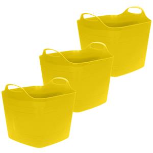 Excellent Houseware Flexibele emmer - 3x - geel - 25 liter - kunststof - vierkant - 35 x cm -