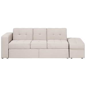 BELIANI Slaapbank met hocker stof beige FALSTER