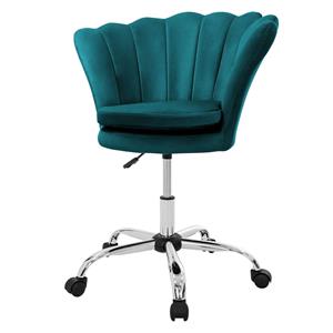Bürostuhl mit Rückenlehne, Petrol, aus Samt mit Metallgestell, drehbar - Ml-design