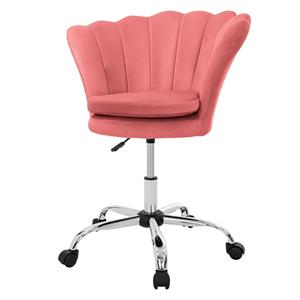 Bürostuhl mit Rückenlehne, Rosa, aus Samt mit Metallgestell, drehbar - Ml-design