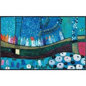 wash+dry by Kleen-Tex Mat Stad in blauw Inloopmat, antislip, wasbaar