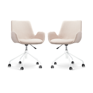 Nolon Nout-Eef bureaustoel beige - wit onderstel - set van 2