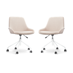 Nolon Nout-Isa bureaustoel beige - wit onderstel - set van 2