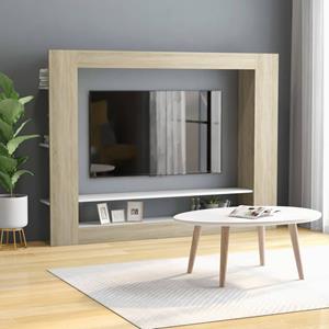 vidaXL TV-Schrank TV-Schrank Weiß und Sonoma-Eiche 152x22x113 cm Holzwerkstoff (1-St)