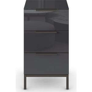 rauch Nachtkommode "Flipp", mit 3 Schubladen und Soft-Close-Funktion, Oberboden und Front Glas