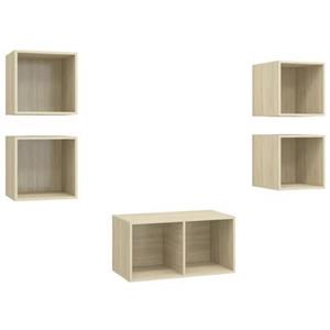 vidaXL TV-Schrank 5-tlg. TV-Schrank-Set Sonoma-Eiche Holzwerkstoff (1-St)