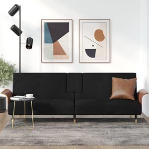 vidaXL Sofa Schlafsofa mit Getränkehaltern Schwarz Samt