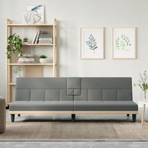 vidaXL Sofa Schlafsofa mit Getränkehaltern Dunkelgrau Stoff