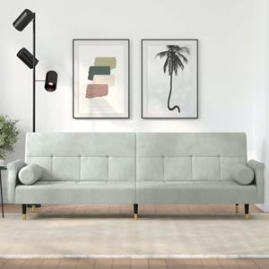 vidaXL Sofa Schlafsofa mit Kissen Hellgrau Samt