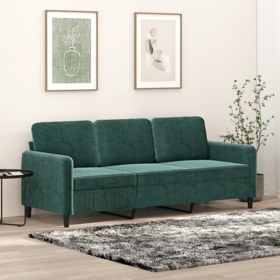 vidaXL Sofa 3-Sitzer-Sofa Dunkelgrün 180 cm Samt