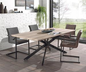 Meubelen-Online Eethoek Timber tafel met vier armstoelen