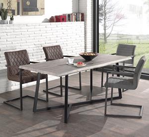 Meubelen-Online Eethoek Hanson 180x90 cm grijs met vier eetkamerstoelen