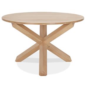 KokoonDesign Eettafel Tripod massief eiken hout rond 120cm blank
