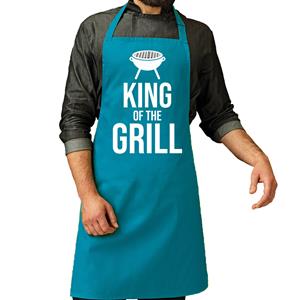 Bellatio Decorations Vaderdag cadeau schort - king of the grill - blauw - keukenschort - heren - verjaardag -