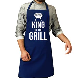 Bellatio Decorations Vaderdag cadeau schort - king of the grill - donkerblauw - keukenschort - heren - verjaardag -