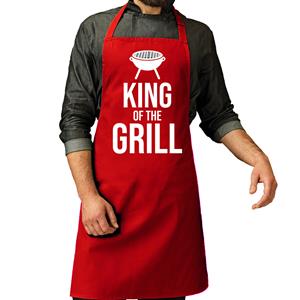 Bellatio Decorations Vaderdag cadeau schort - king of the grill - rood - keukenschort - heren - verjaardag -