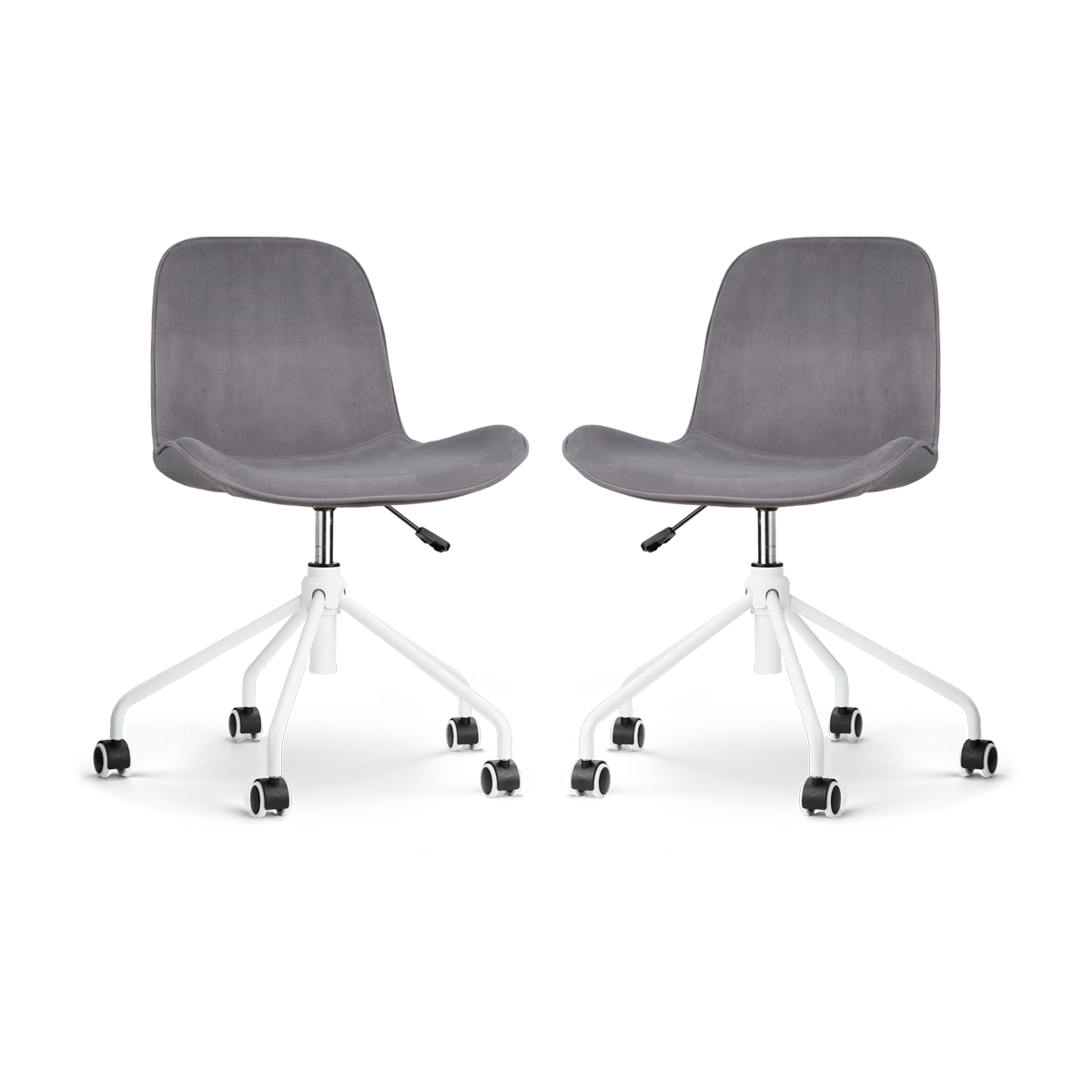 Nolon Nout-Fé bureaustoel velvet grijs - wit onderstel - set van 2