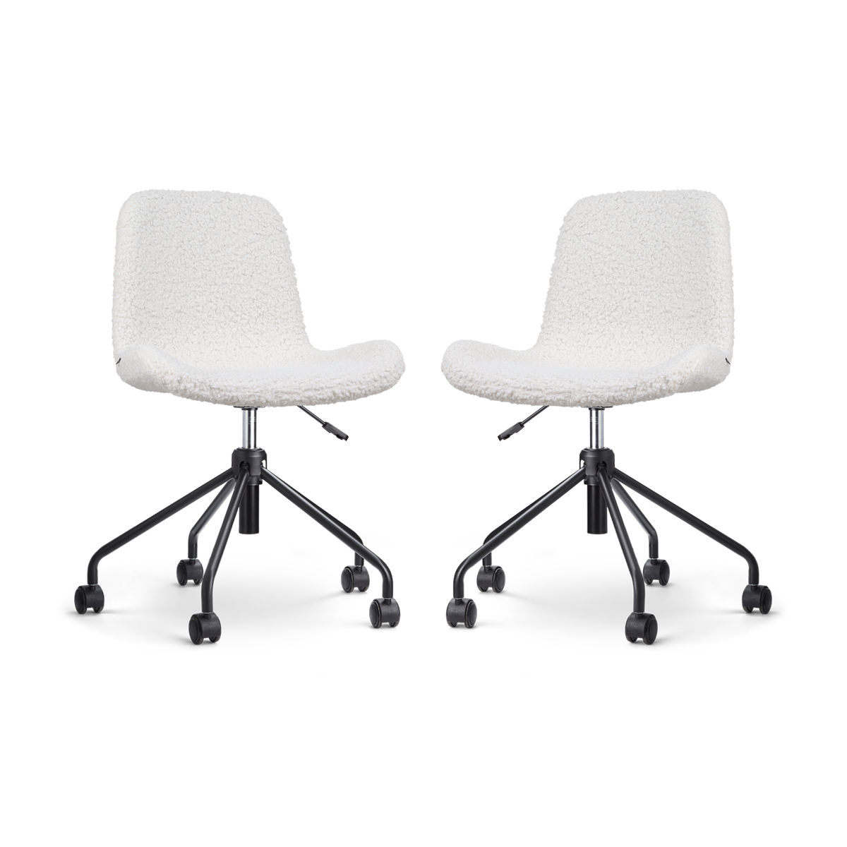 Nolon Nout-Fé bureaustoel teddy gebroken wit - zwart onderstel - set van 2