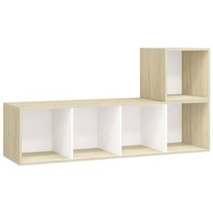vidaXL TV-Schrank 2-tlg. TV-Schrank-Set Weiß Sonoma-Eiche Holzwerkstoff (1-St)