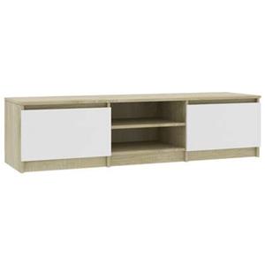 VidaXL Tv-meubel 140x40x35,5cm bewerkt hout wit en sonoma eikenkleurig