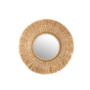 J-Line Spiegel Hangend Rond Riet Raffia Naturel