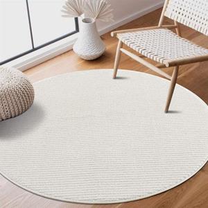 Carpet City Teppich "233-82-FANCY900", rund, Kurzflor, Einfarbig, 3D-Optik, Streifen Look