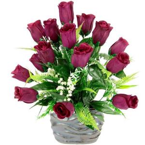 I.GE.A. Kunstbloem Rosen-Arrangement in Vase aus Keramik Blumengesteck Dekoblumen (1 stuk)