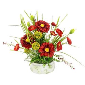 I.GE.A. Kunstbloem Blumenarrangement aus Gerbera und Mohnblumen in Schale aus Keramik (1 stuk)