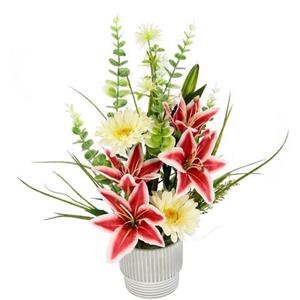 I.GE.A. Kunstbloem Blumenarrangement aus Lilien und Gerbera im Topf aus Keramik (1 stuk)