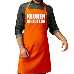 Bellatio Decorations Cadeau schort volwassenen - directeur - oranje - keukenschort - verjaardag -