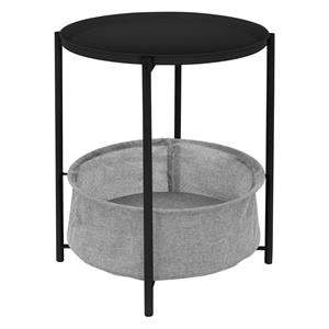 ml-design Beistelltisch mit abnehmbarer Tablett, ø 46x51 cm, Schwarz, aus Metall, Couchtisch inkl. Korb als Stauraum, Sofatisch Tisch Tabletttisch