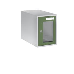 eurokraft basic Schließfachwürfel mit Sichtfenster, HxBxT 350 x 250 x 450 mm, Türrahmen resedagrün RAL 6011