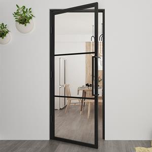Loftdeur Stalen Deur - Binnendeur Smartline Rechtsdraaiend Helder Glas 201,5x83 - Zwart - Incl. Kozijn