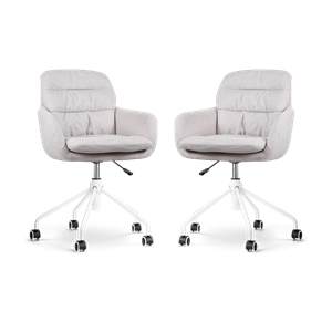 Nolon Nout-Mia bureaustoel beige - wit onderstel - set van 2
