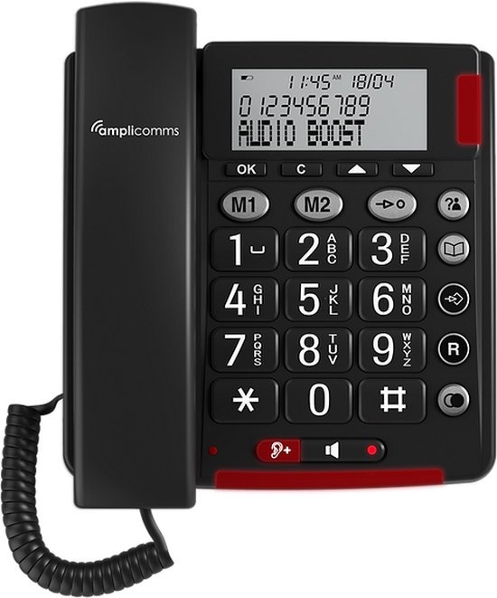 Amplicomms BigTel 48 Plus Schnurgebundenes Seniorentelefon Freisprechen, für Hörgeräte kompatibel