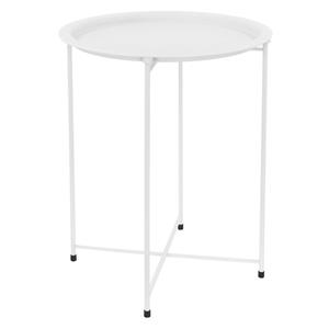 ml-design Beistelltisch mit abnehmbarem Tablett, ø 43x52 cm, Weiß, aus Metall, klappbar, Couchtisch Wohnzimmertisch Sofatisch Kaffeetisch Nachttisch