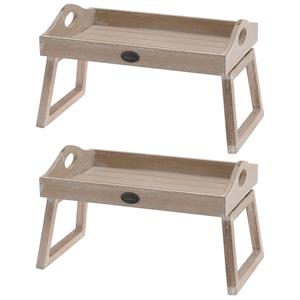 Merkloos Set van 2x stuks bankleuning dienbladen bruin hout 30 x 20 cm -