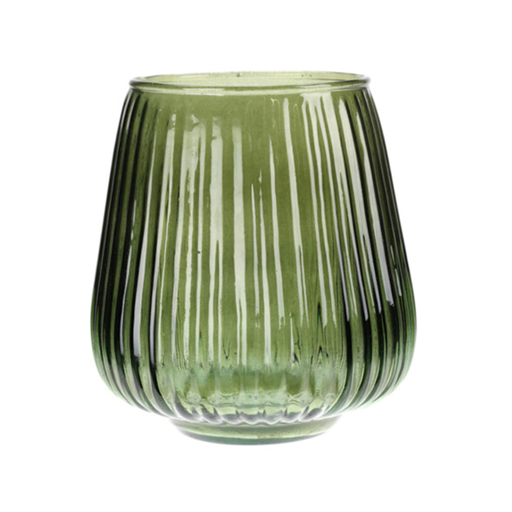 Excellent Houseware glazen vaas / bloemen vazen - groen - 18 x 19 cm -